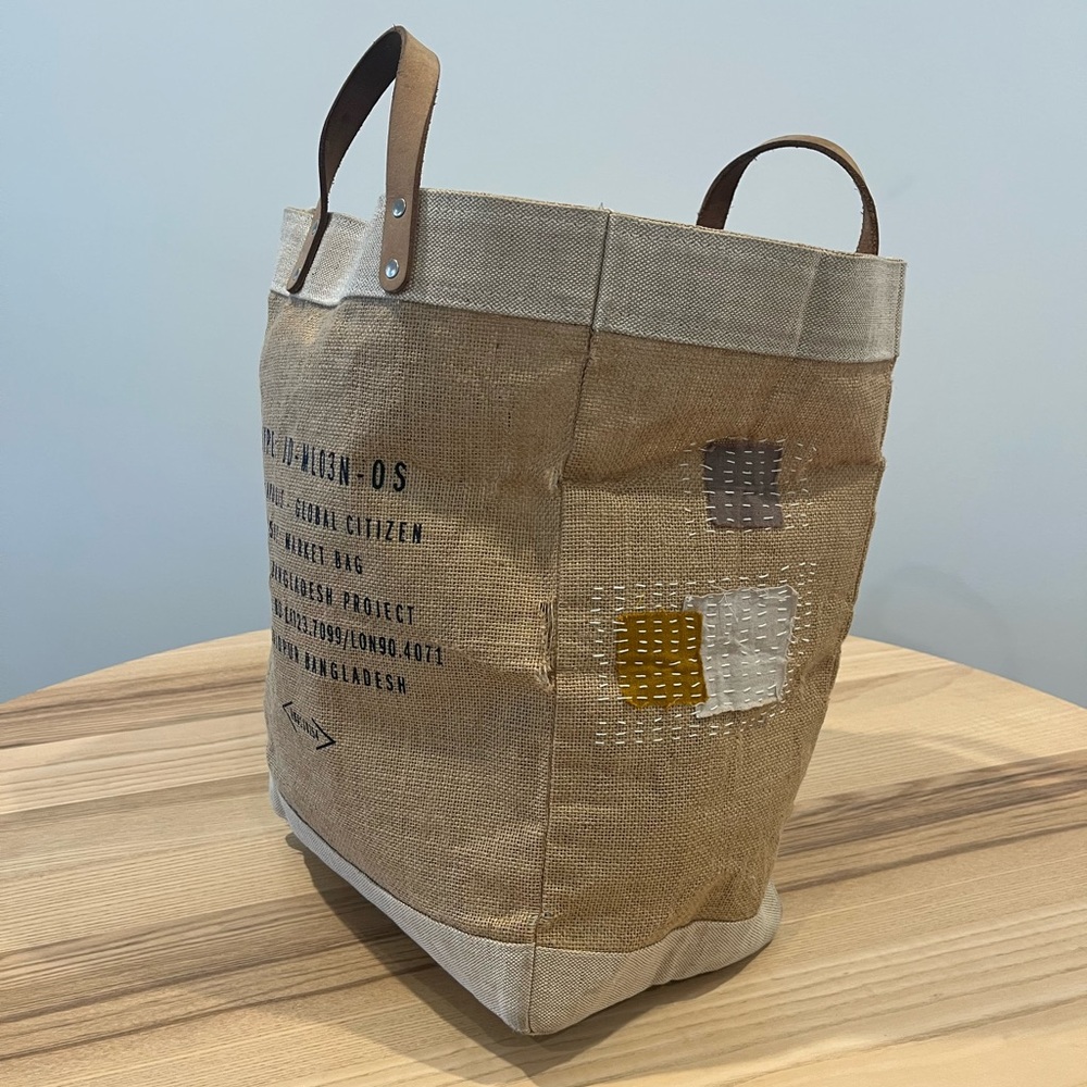 Apolis market bag - hand sewn Sashiko repairs Japanese
